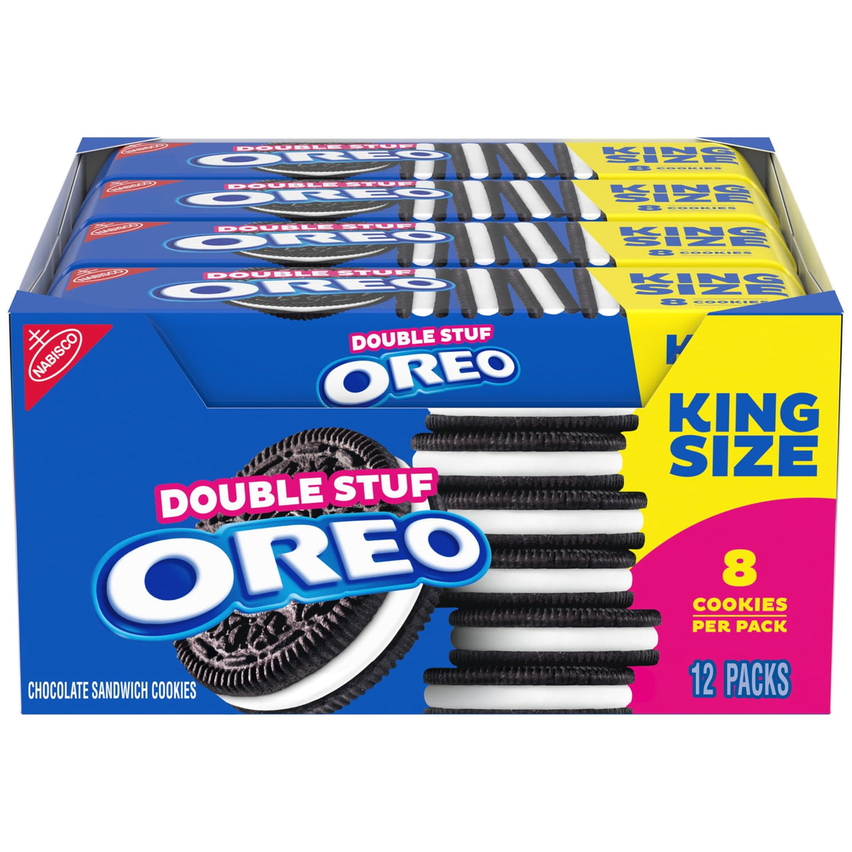 OREO Double Stuf chocolate sandwich cookies king-size pack, perfect for sharing at parties
