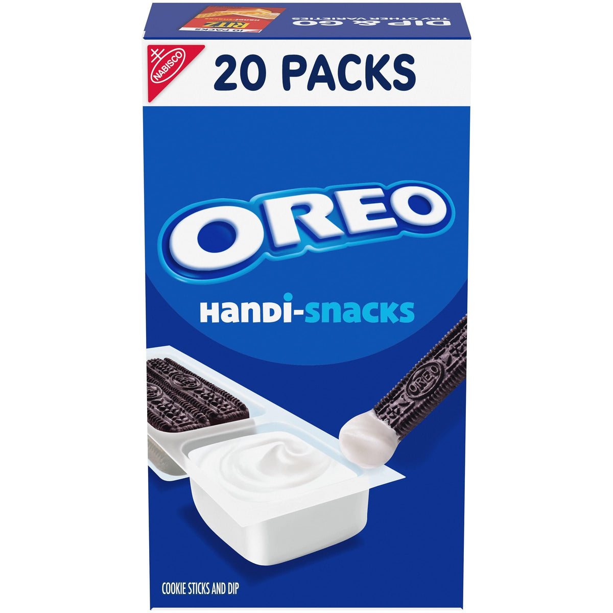 OREO Handi-Snacks cookie sticks with creme dip in a convenient lunchbox pack
