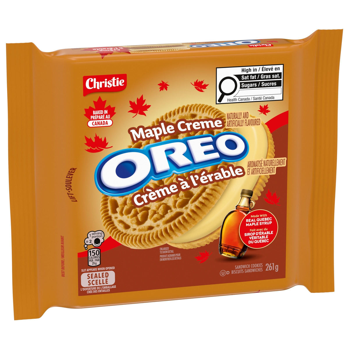 OREO Maple Creme pack top view, convenient snack any time.