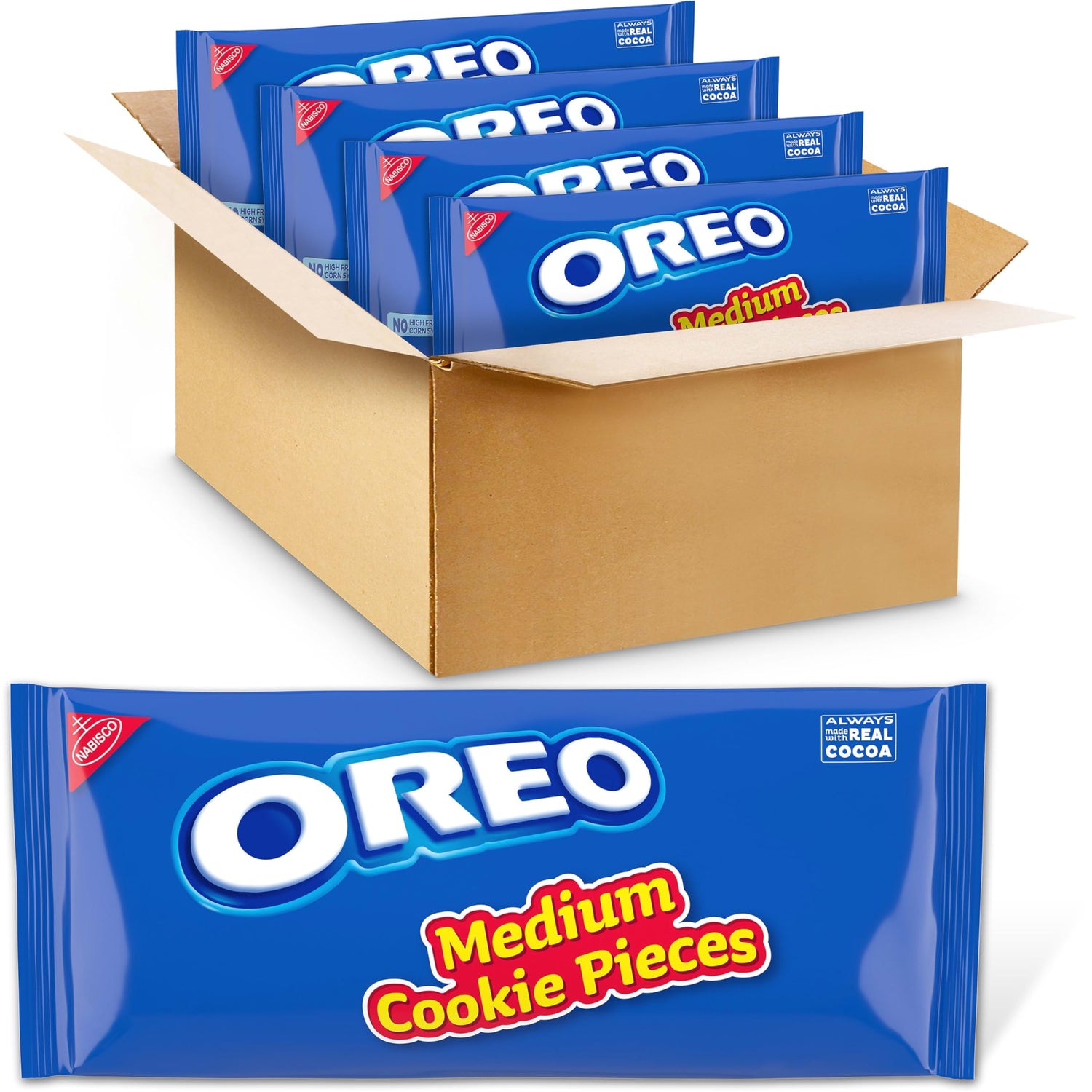 OREO medium cookie pieces four-bags packaging for bulk dessert prep