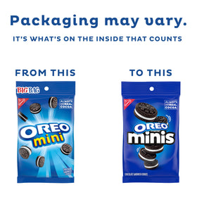 OREO Minis with real cocoa and creme filling.