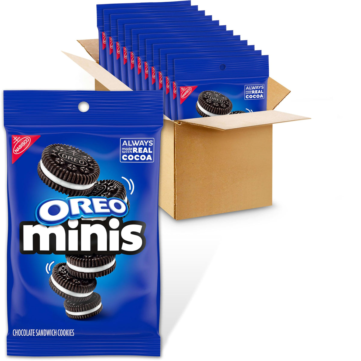 OREO Minis twelve-bag pack, convenient for family snacking.