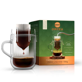 ORFEU Specialty Coffee Classic drip sachet packaging highlights convenient single-serve brewing.
