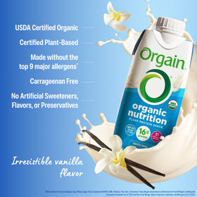 Graphic of Orgain with 21 vitamins and minerals for everyday wellness.