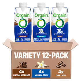 Orgain 30g protein shake chocolate fudge bottle for on-the-go nutrition