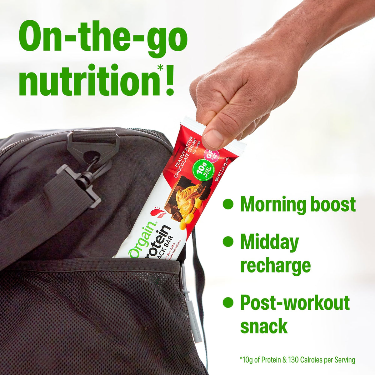 Orgain protein bars on the go, portable snack for busy days and workouts