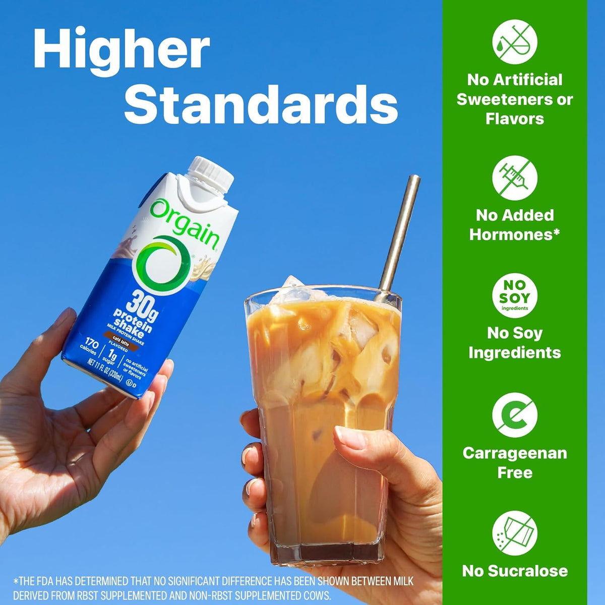 Orgain Café Latte 12-pack display suggests convenient multipack for busy weeks.
