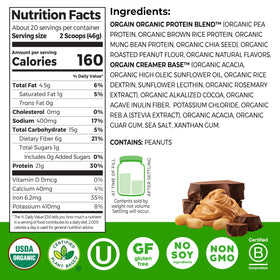 Orgain powder scoop shows easy portioning for quick, tasty shakes.
