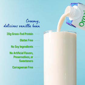 Orgain Clean Protein Shake Ingredients label emphasizes gluten-free and kosher with no soy.