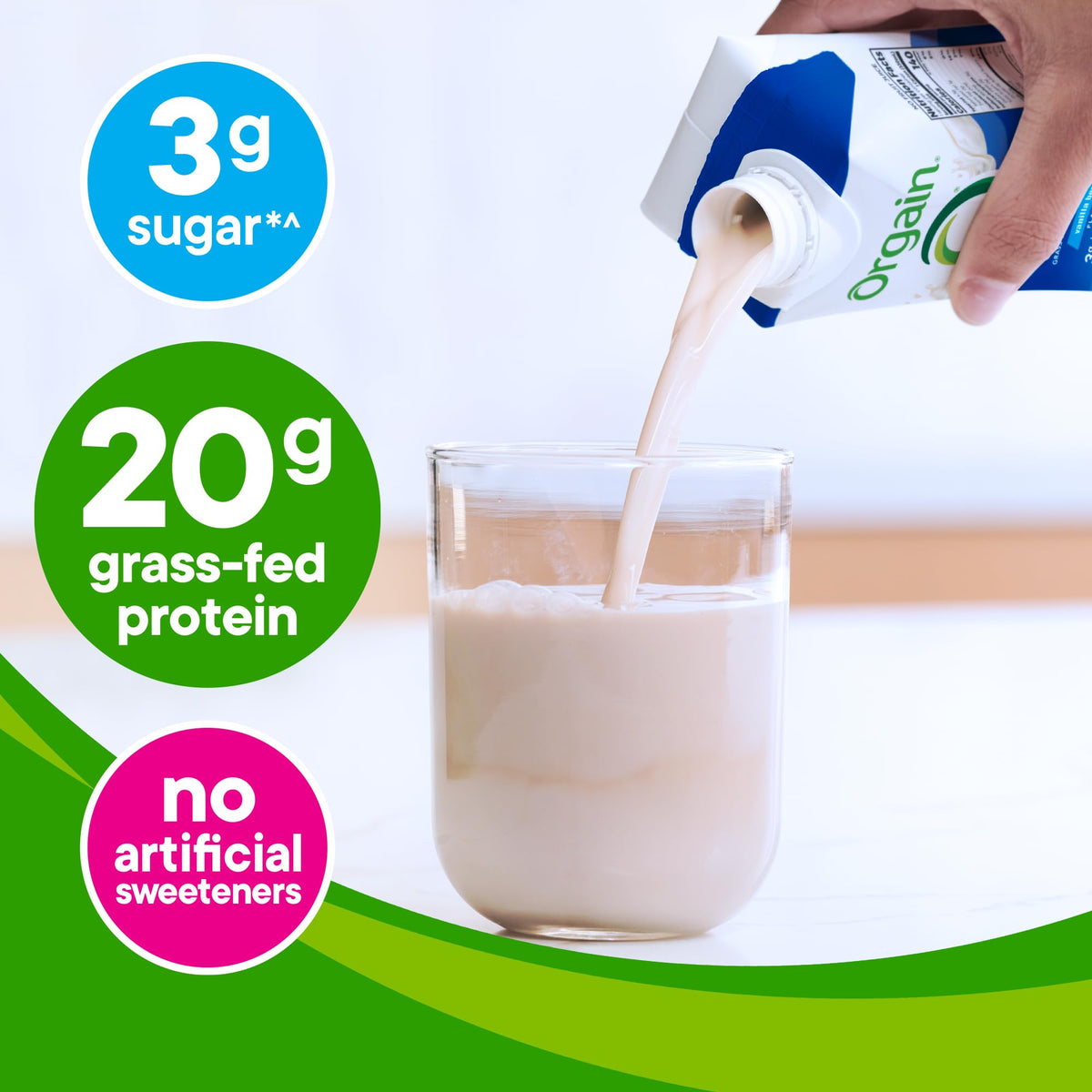 Orgain Clean Protein Shake Ready-to-Drink pack provides convenient 12-pack for busy mornings.