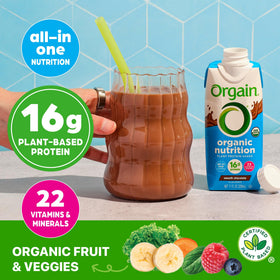 Orgain organic fruits and vegetables blend close-up for natural nutrition.