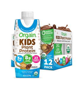 Orgain Kids shake Chocolate front view shows kid-friendly, on-the-go nutrition.