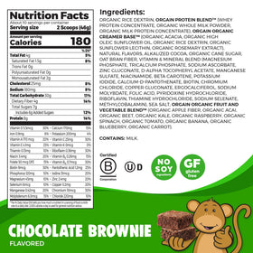 Orgain Kids Protein Shake Chocolate Brownie in a glass with smooth texture.