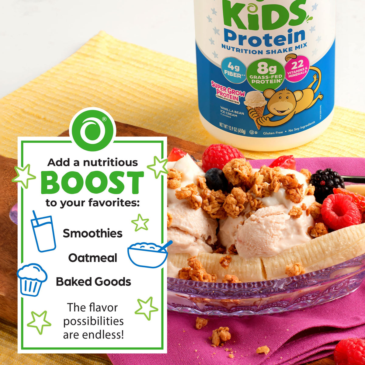 Orgain Kids Protein Shake bottle with a sports bottle for post-activity nutrition.