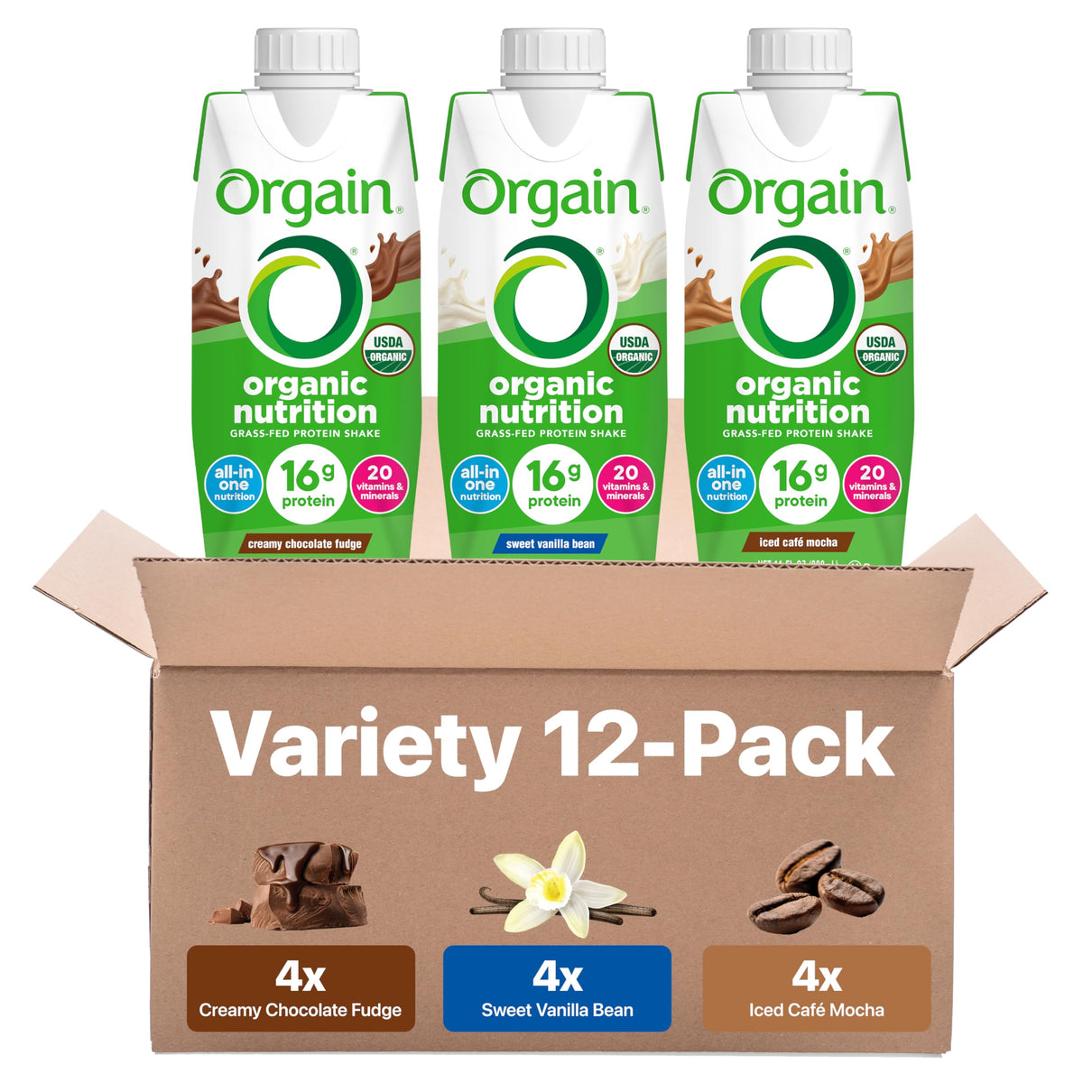 Orgain chocolate fudge shake bottle for a convenient meal replacement