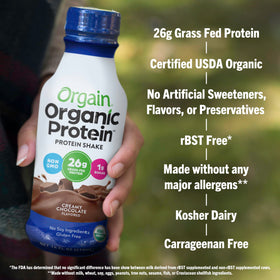 No added sugar Orgain protein shake with gluten-free formula