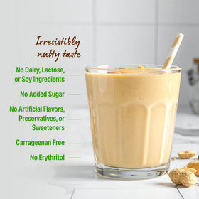 Orgain powder close-up reveals natural ingredients and fine texture for conscious eaters.