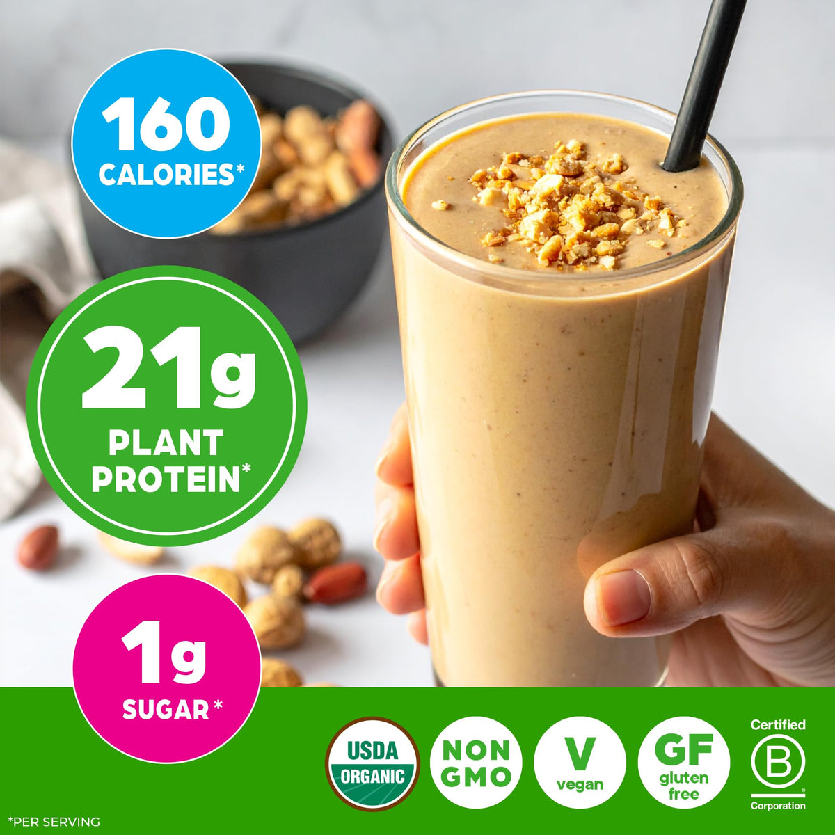 Orgain protein powder with oats suggests an easy morning protein boost.