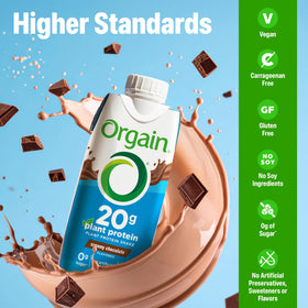 Orgain shake with fruits and greens demonstrates on-the-go nutrition