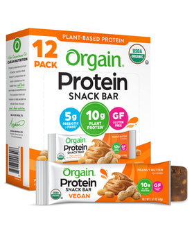 Orgain Peanut Butter Protein Bars packaging close-up for on-the-go nutrition
