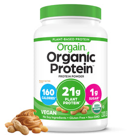Orgain Organic Vegan Protein Powder packaging highlights organic ingredients and a clean label.