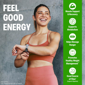 Orgain vegan protein shake demonstrates a smooth, protein-rich beverage.