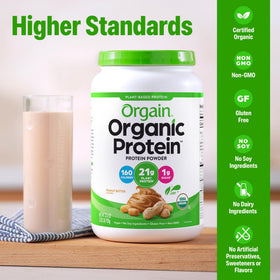 Orgain organic vegan protein powder in a smoothie illustrates versatile meal options.