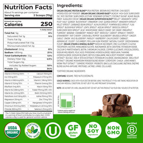 Orgain Perfect Meal bag highlighting 80+ superfoods and probiotics