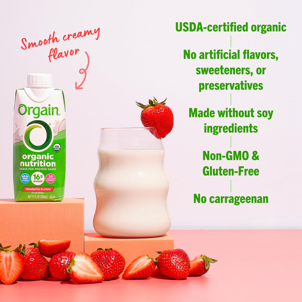 Orgain ready-to-drink bottle on the go for breakfast or a snack