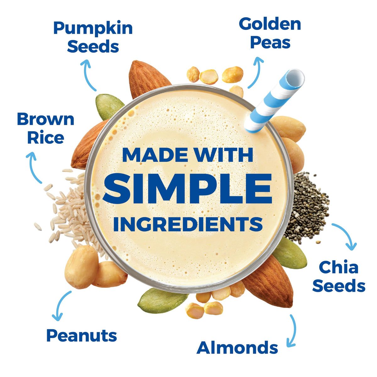 Orgain Simple Vegan Protein Vanilla ingredients highlight almonds and seeds
