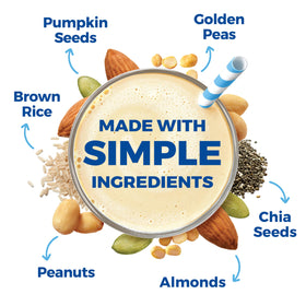 Orgain Simple Vegan Protein Vanilla ingredients highlight almonds and seeds