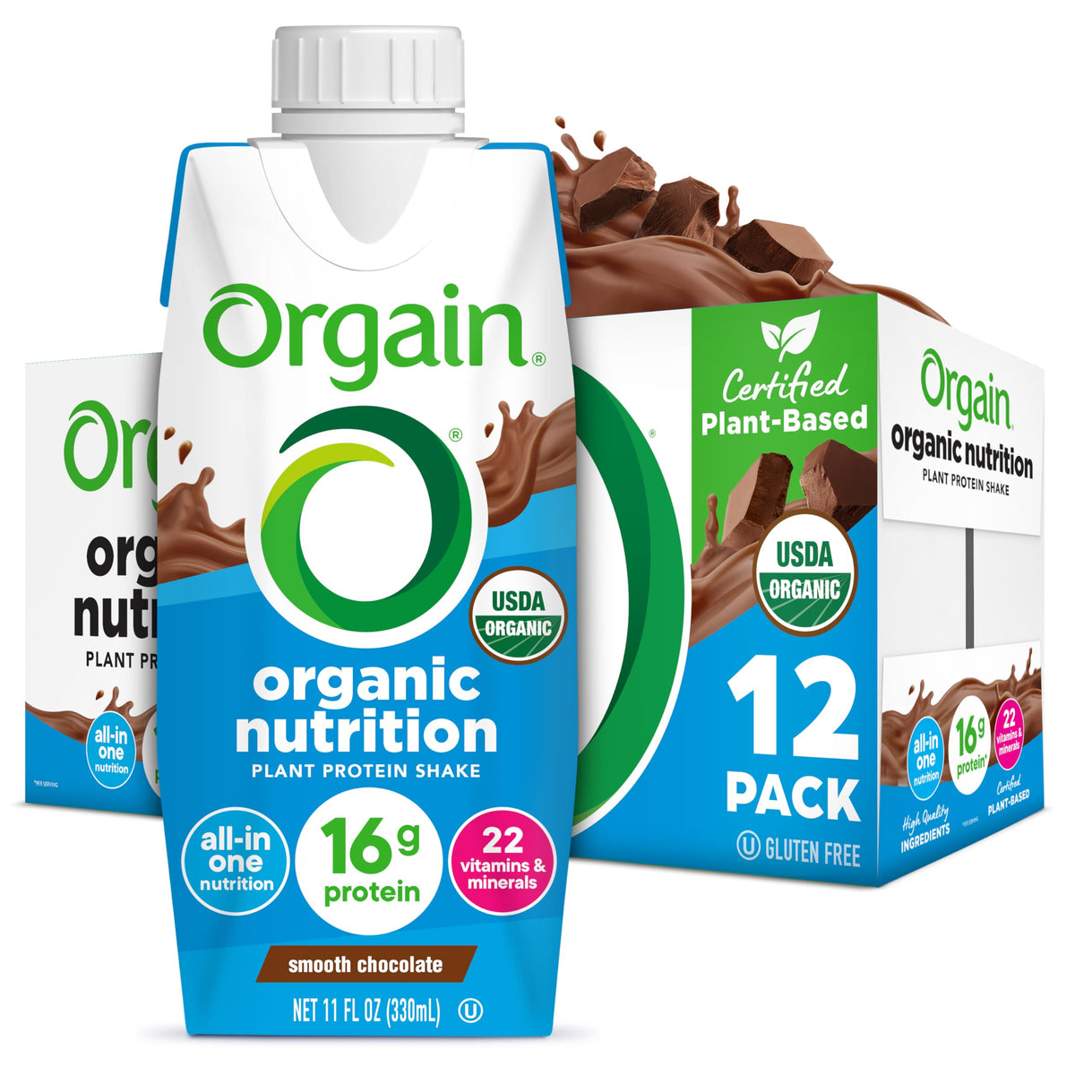 Orgain Smooth Chocolate bottle for on-the-go nutrition.