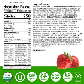 Orgain Strawberries & Cream pour captured for creamy texture and quick nourishment