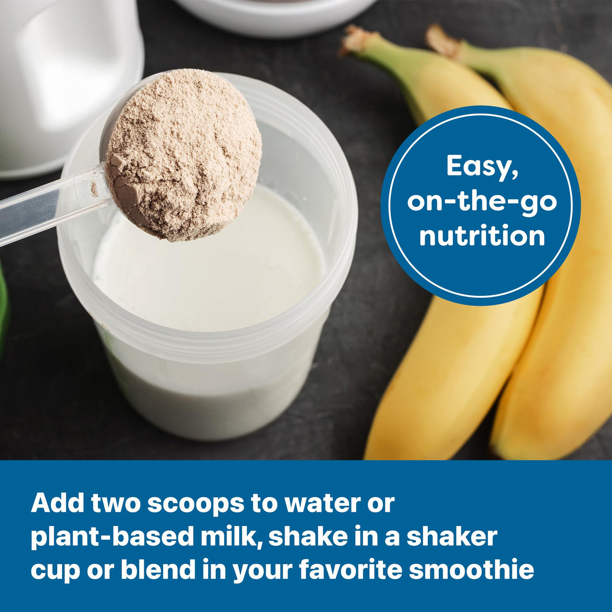 Orgain Vanilla Almond Butter Protein Powder shake ready after mixing.