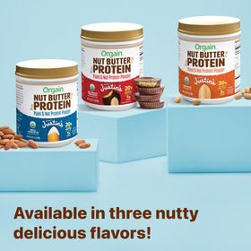 Orgain Vanilla Almond Butter Protein Powder as versatile snack base for all ages.