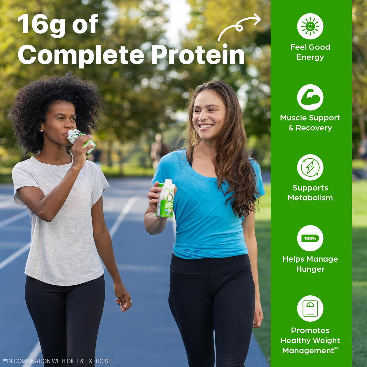 Orgain Vanilla Bean nutrition facts label highlights protein and vitamins