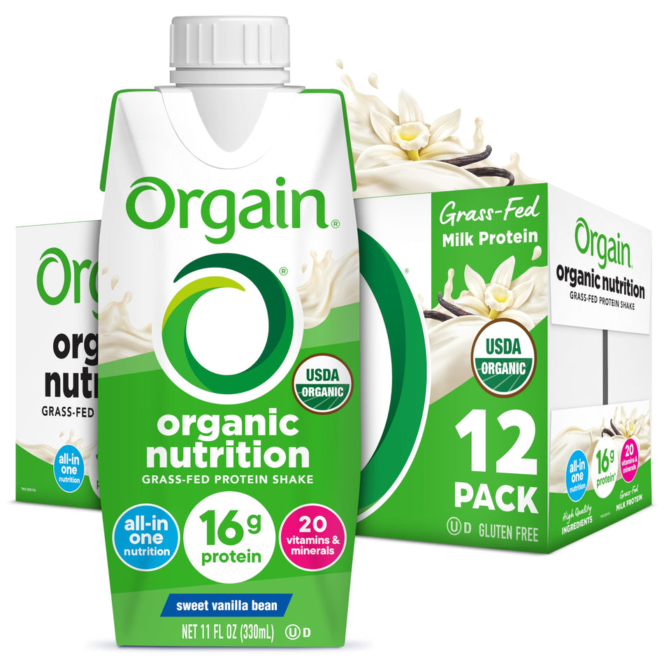 Orgain Vanilla Bean Nutritional Shake bottle for on-the-go nutrition