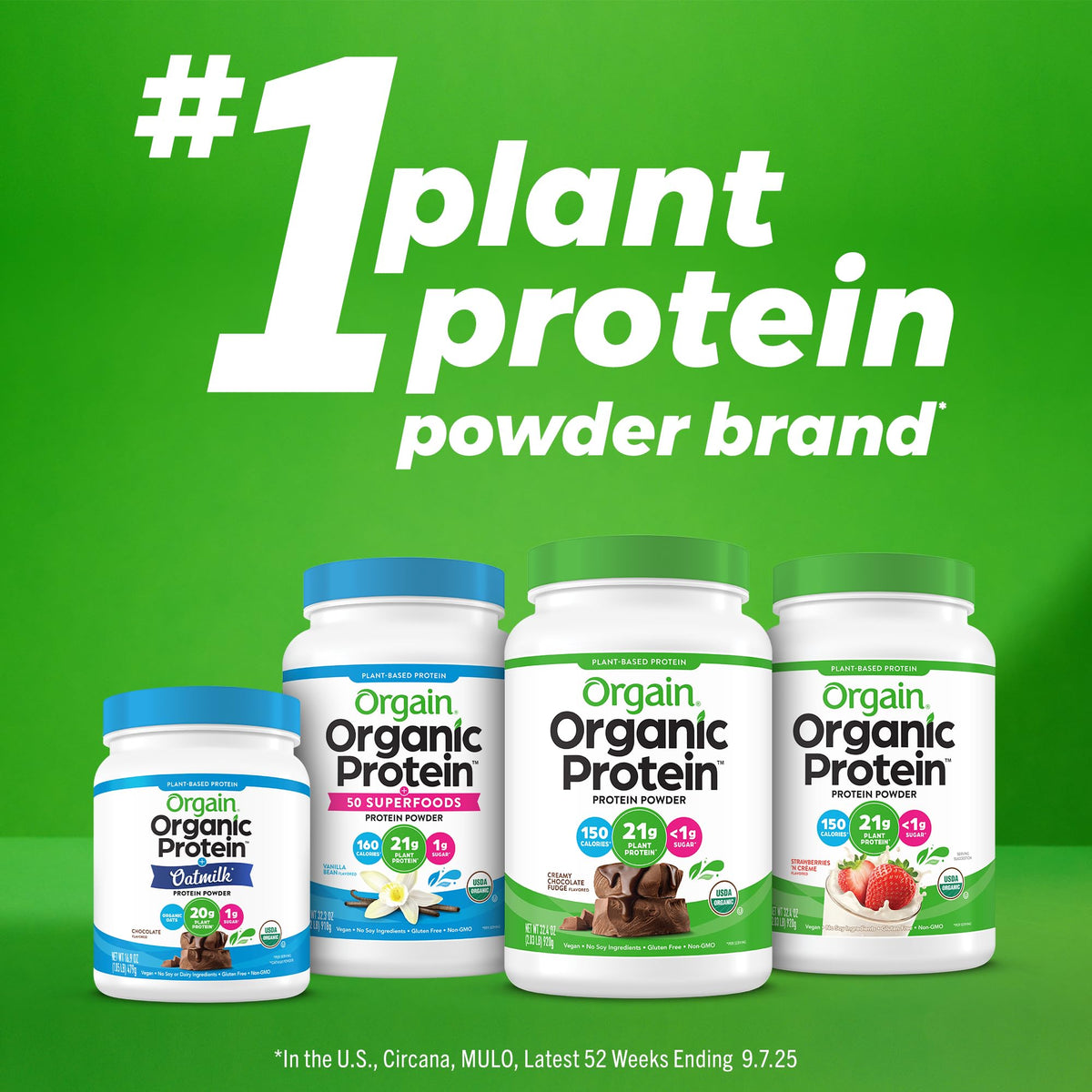Orgain vegan protein powder on a dairy-free label supports plant-based diets.