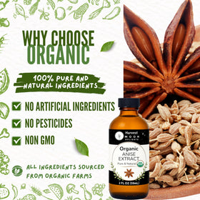 Organic anise seeds closeup shows Harvest Moon Delights quality from USA farms.