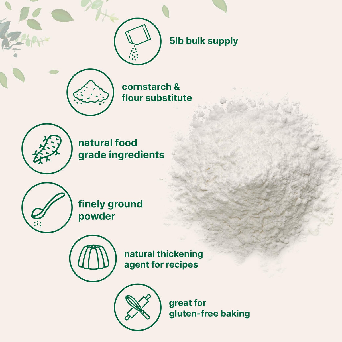 Organic certified arrowroot powder bag from Micro Ingredients for GF baking.