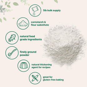 Organic certified arrowroot powder bag from Micro Ingredients for GF baking.