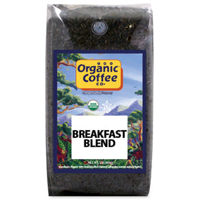 THE ORGANIC COFFEE CO. Breakfast Blend whole-bean packshot for fresh-ground flavor.