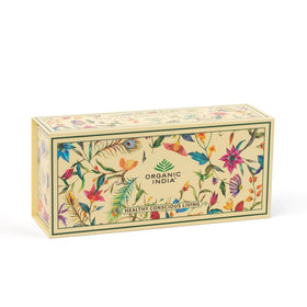 Organic India Tea Sampler Box variety display—explore Tulsi blends at home.