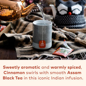 Organic India Tulsi Masala Chai infusion cup ready for a mindful moment.