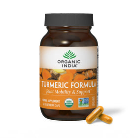 Organic India Turmeric Curcumin bottle with full-spectrum blend for joint support