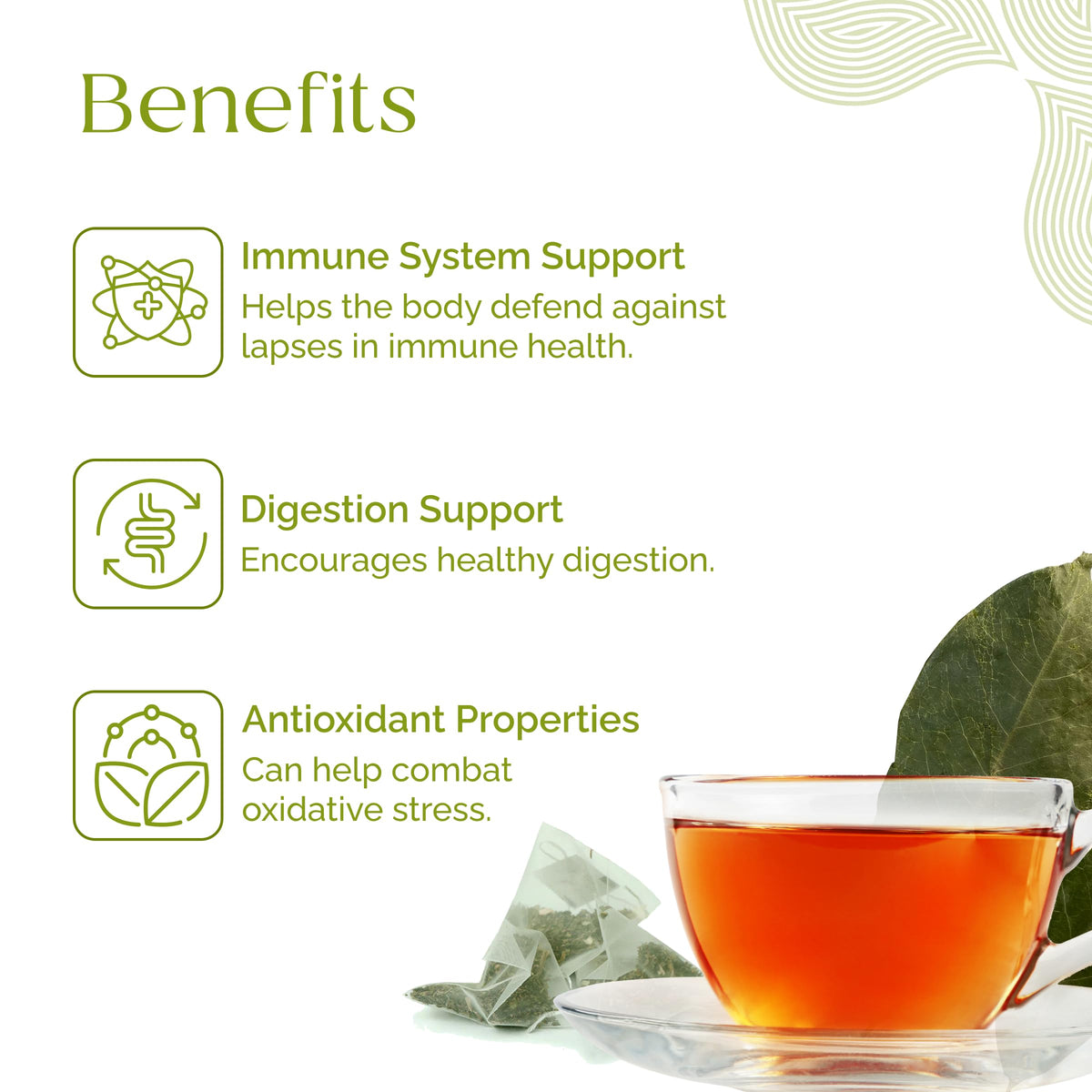 Organic Pharmacist Guanabana tea steeping cup scene emphasizes easy brewing and comforting ritual.