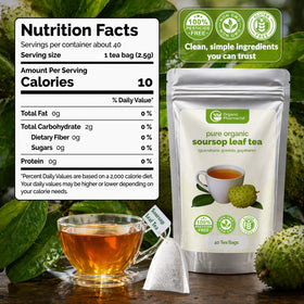 Organic Pharmacist Soursop Tea Bags leaf closeup shows real cut leaves for rich flavor