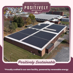 Organic Positively Certification label highlights organic sourcing and quality controls.