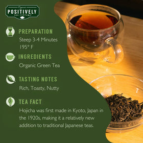 Organic Positively Green Tea leaves close-up, showcasing vibrant color and fresh aroma.