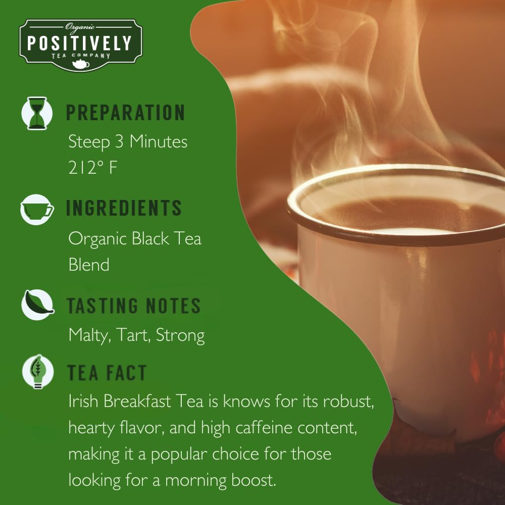 Organic Positively Irish Breakfast tea steeping in infuser for a rich brew